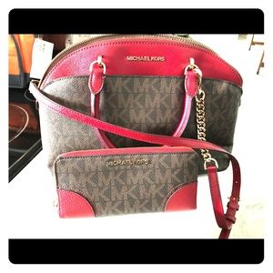 Michael Kors monogram bag wallet set. Like new!